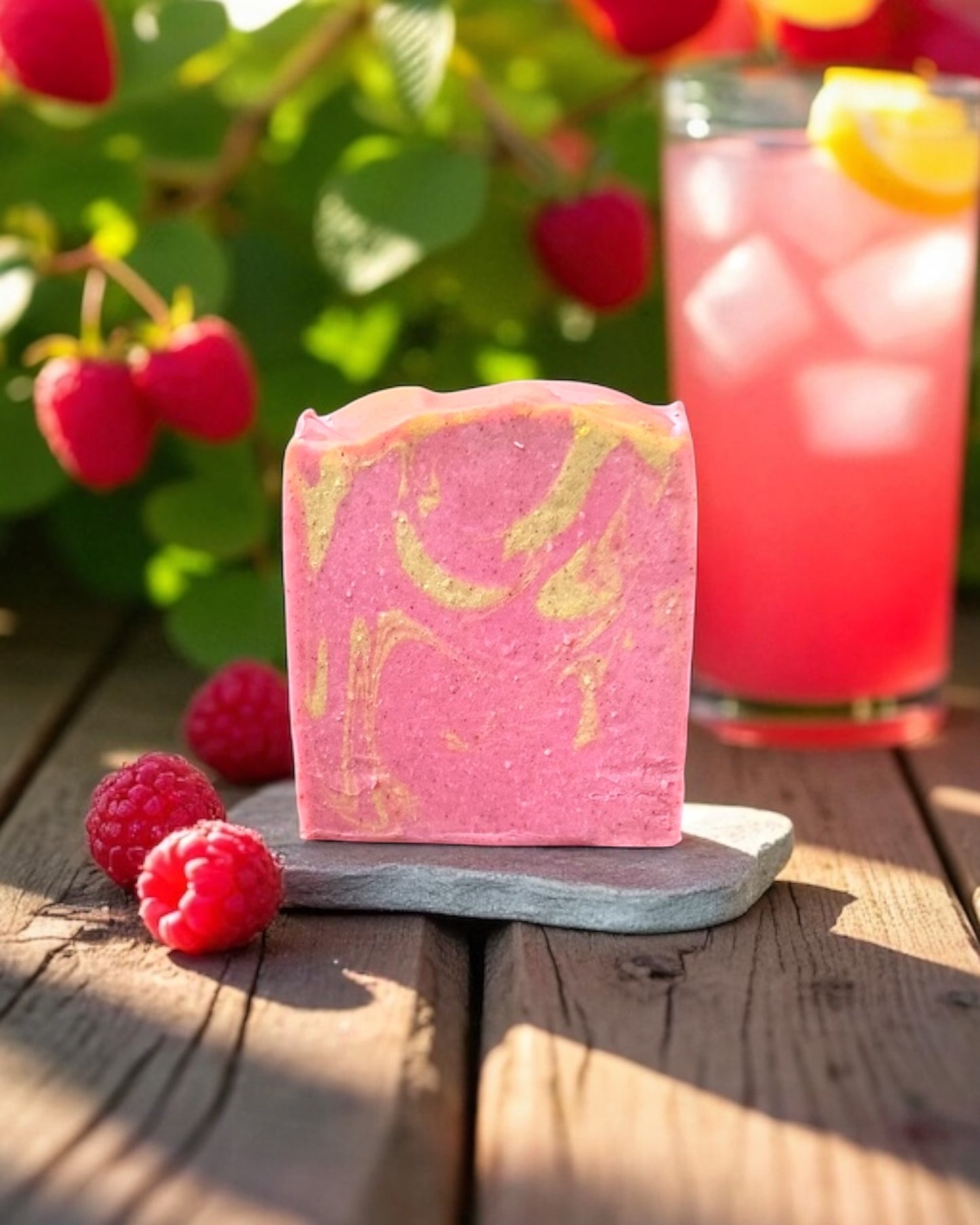 Raspberry and Pink Lemonade Shea Butter Soap with Camu Camu