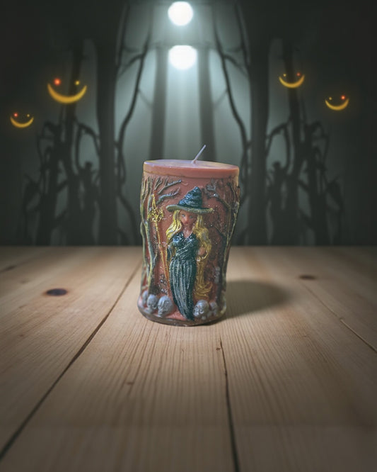 Whispering Pines and Spells Pillar Candle