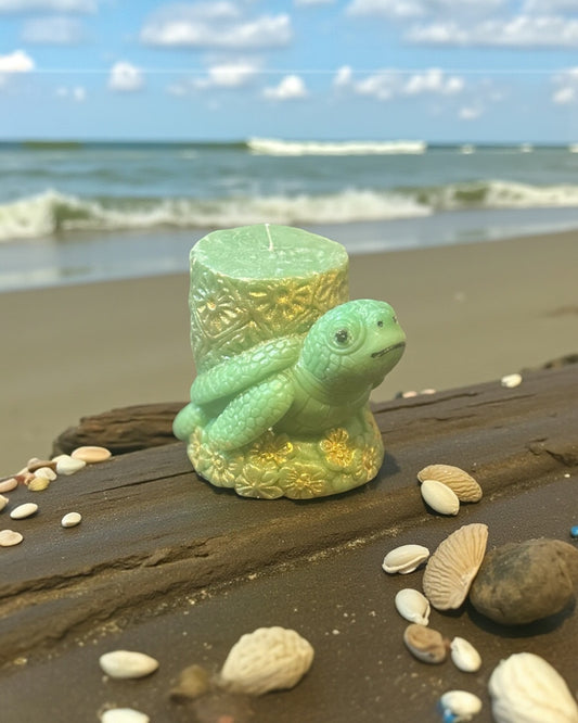 Emerald Tide Turtle Candle