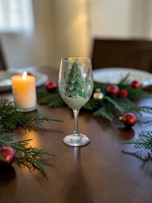 Winter Wonderland Wine Glass Candle