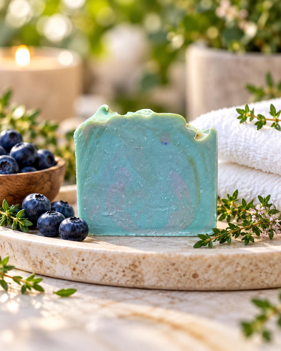 Blueberry Thyme Tallow Soap - Handmade Luxury Bar