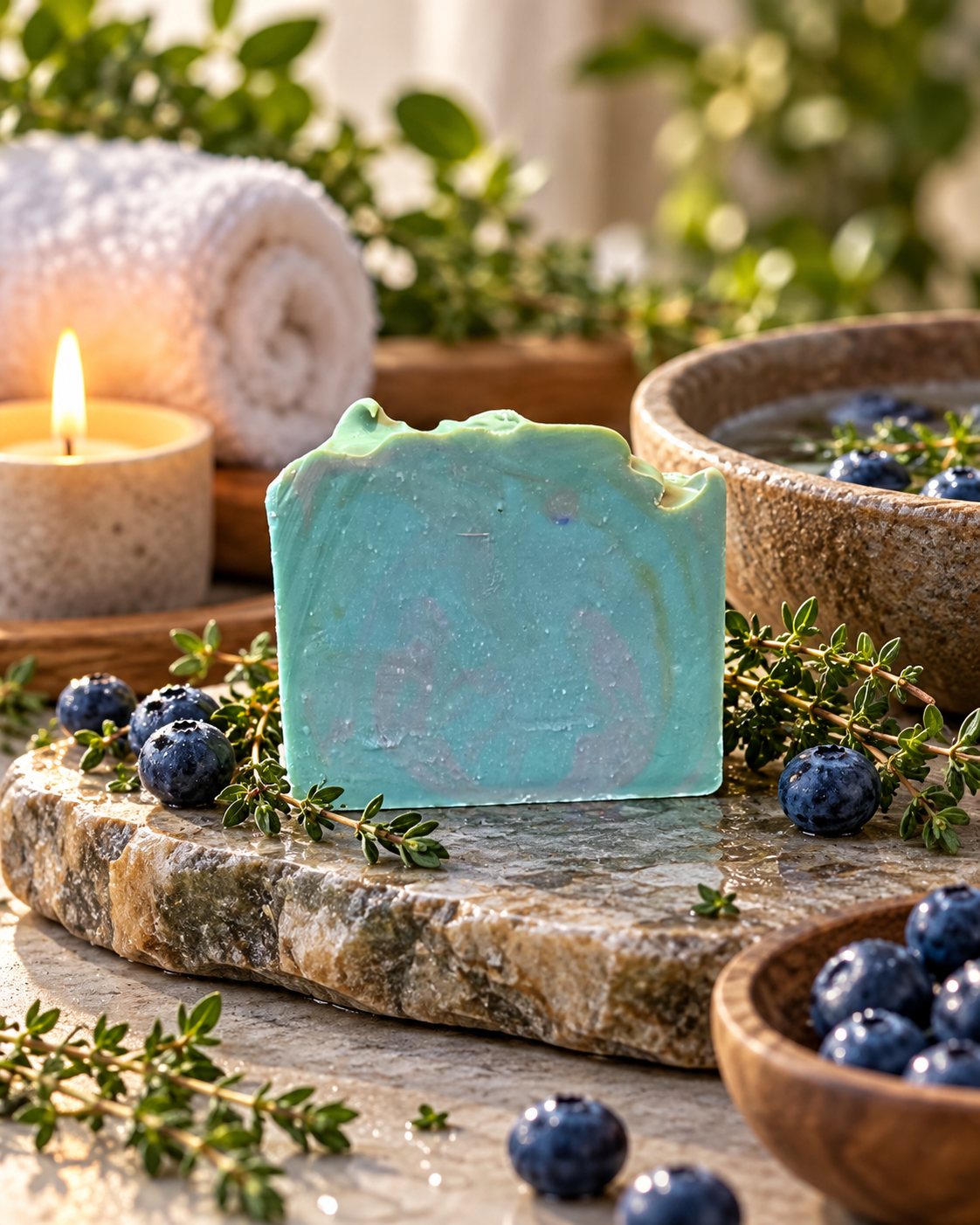 Blueberry Thyme Tallow Soap - Handmade Luxury Bar
