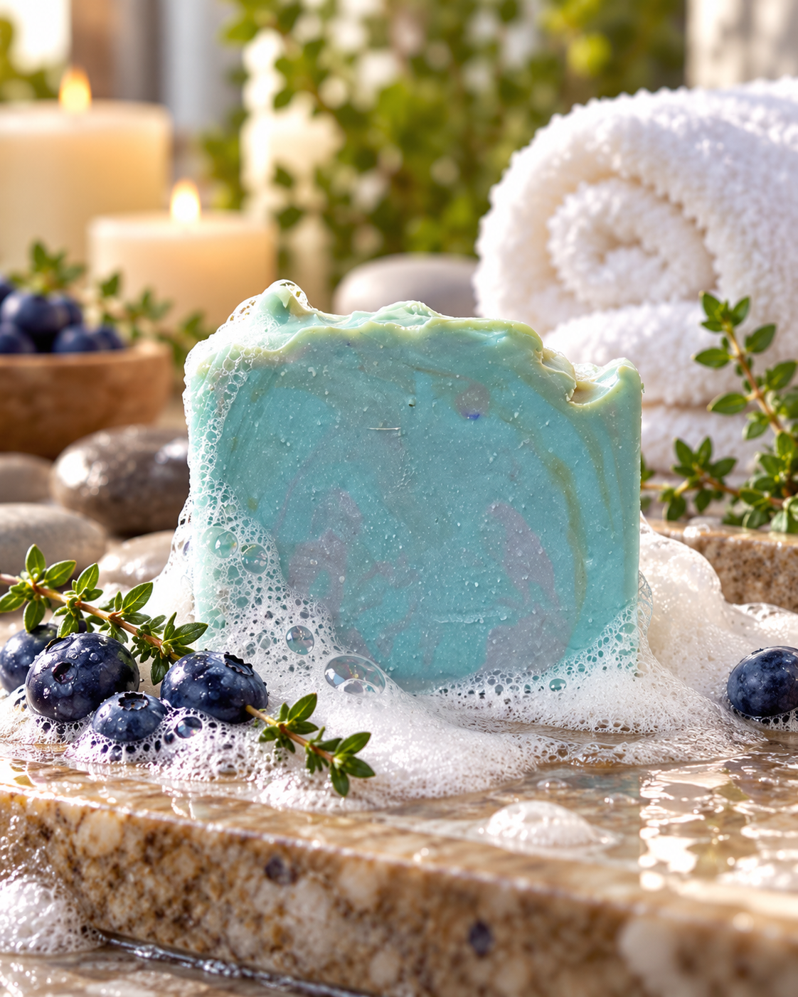 Blueberry Thyme Tallow Soap - Handmade Luxury Bar